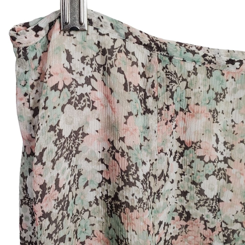 JNY Collection Size 12 Skirt Floral Crinkle 100% Silk Flowing Full Hem Midi - Picture 9 of 11